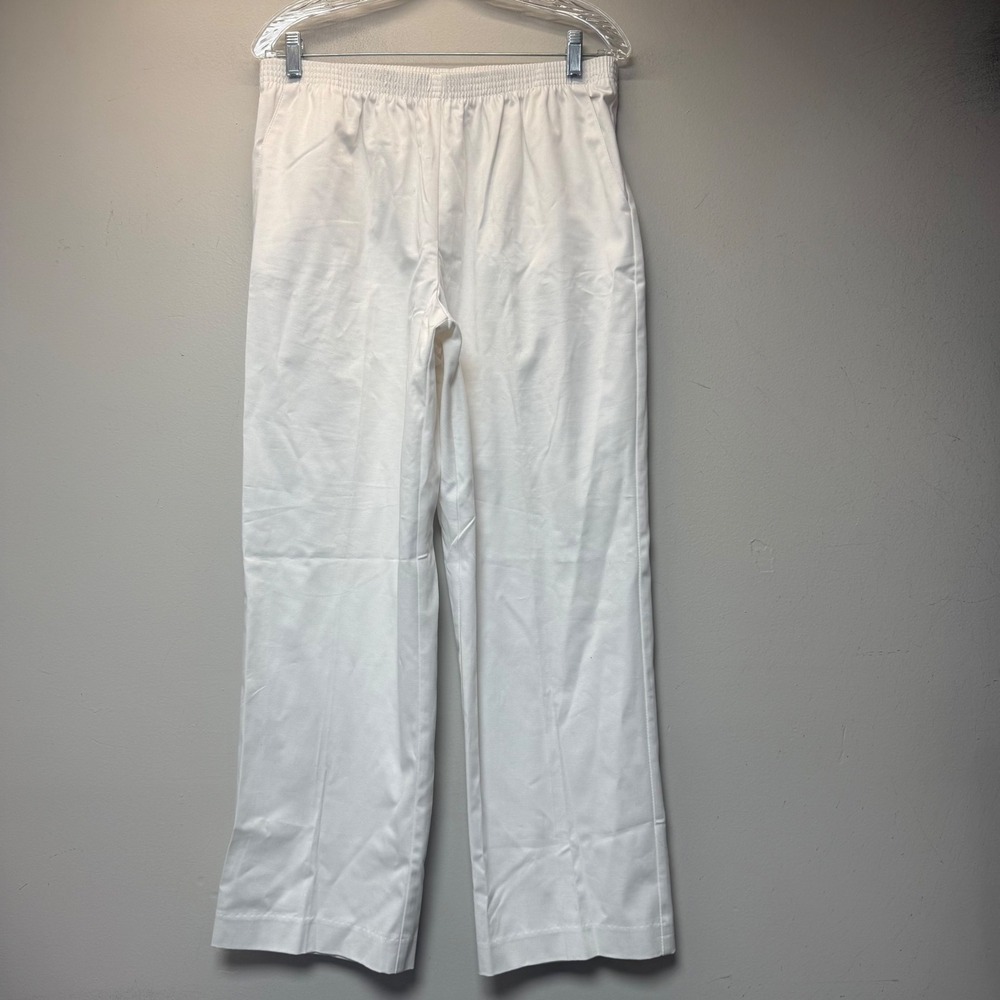 Alfred Dunner Pull On Pants Womens 12 White Excellent Cotton Stretch Straight